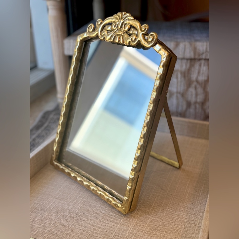 Vintage Gold Tabletop Vanity Mirror